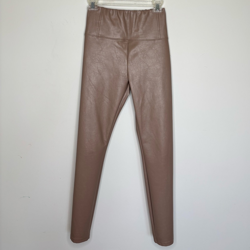 BN12 Wonderly Taupe Faux Leather Pants High-rise Skinny Women Medium Winter Chic